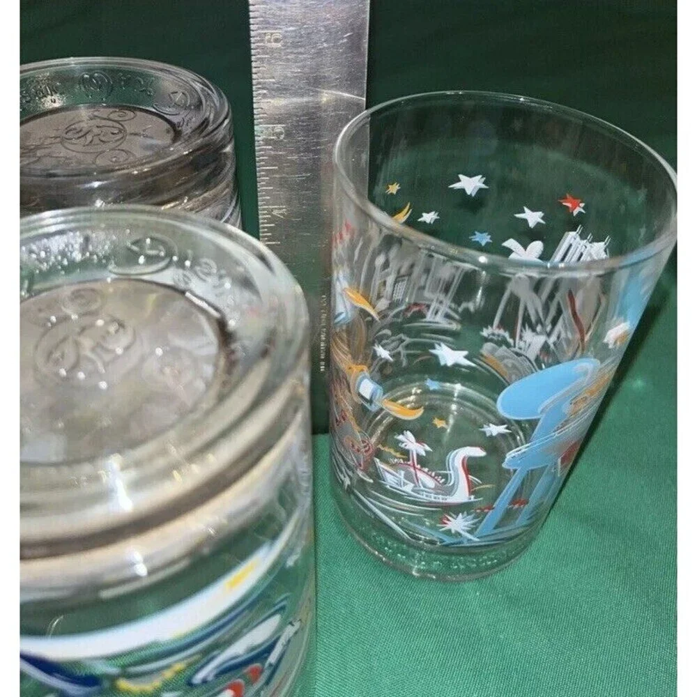 Vintage Full Set Of 4 McDonald's Walt Disney World 25th Anniversary Glasses Cups
